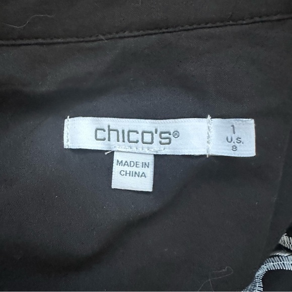 Chico’s Black & White 3D Embroidered Floral Shirt Chico's Size 1, Size 8 - Picture 6 of 7